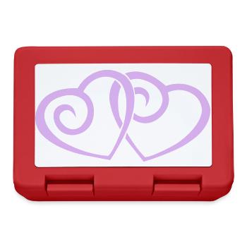 Double Hearts in Love Line Art - Lunchbox - red - Front