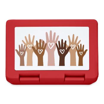 Hands with Hearts - Everyone is welcome here - Lunchbox - red - Front