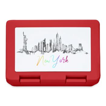 Urban Skyline Watercolor Design New York NYC - Lunchbox - red - Front