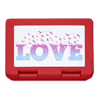 Love Love Heart Birds Romantic I Love You - Lunchbox - red - Front
