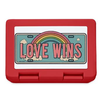 Love Wins – Regenbogen Nummernschild Design - Brotdose - Rot - Vorne