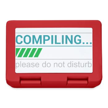 Funny Programmer T-Shirt - Compiling Please - Lunchbox - red - Front
