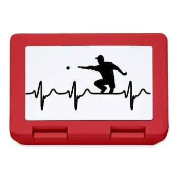 Herzschlag Petanque Spieler Boule Boccia Team EKG - Brotdose - Rot - Vorne