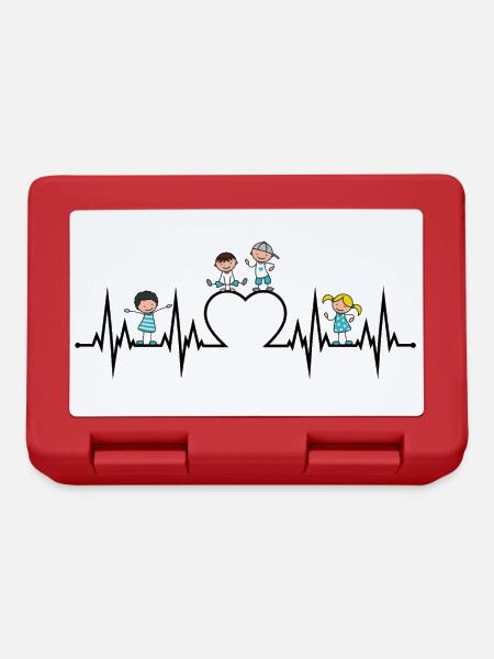 Herzschlag Herz EKG Kinder Liebe Erzieher Beruf sw - Brotdose - Rot
