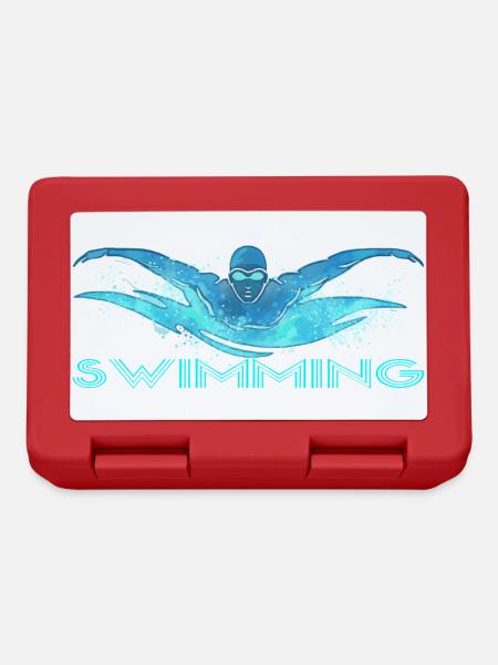 Dynamischer Schwimmer mit Wasserwellen - Brotdose - Rot