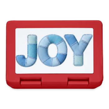 Blue Patchwork Joy Lettering - Lunchbox - red - Front
