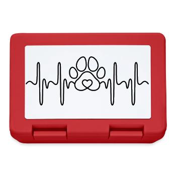 Herzschlag EKG Pfote Hund Herz Katze Herzpfote - Brotdose - Rot - Vorne