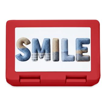 Smile Patchwork Trend Lettering Stil Handmade - Brotdose - Rot - Vorne