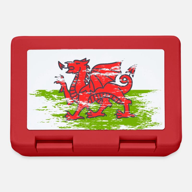 Wales Flagge used - Brotdose - Rot