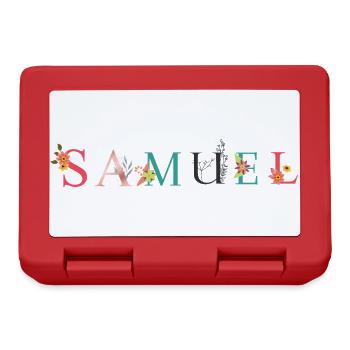 SAMUEL Name Art With Flowers Embroidered - Lunchbox - red - Front