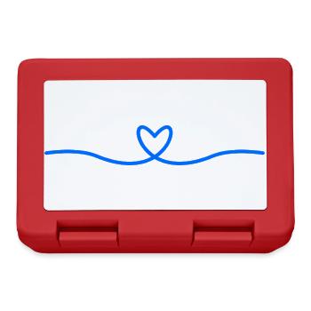 Blue Heart Wave | Minimal Line Art - Lunchbox - red - Front
