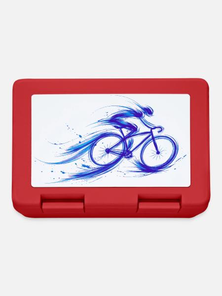 cyclist fast blue bike - Lunchbox - red
