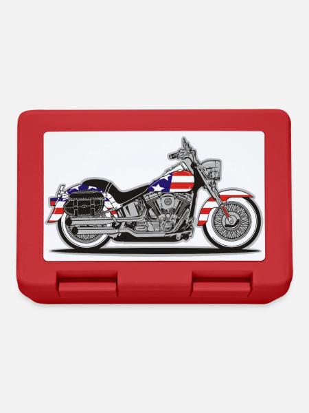 American Patriot Motorrad mit Flagge - Brotdose - Rot
