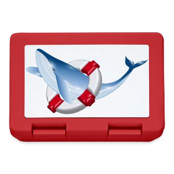 Poisson baleine bleu vif avec bouée de sauvetage - Boîte à goûter - rouge - Devant