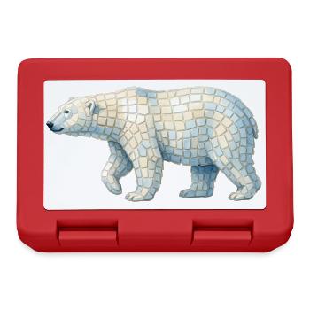 Polar Bear Mosaic - Geometric Animal Art - Lunchbox - red - Front