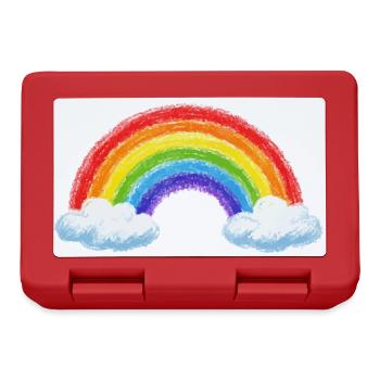 Regenbogen über Wolken - Brotdose - Rot - Vorne