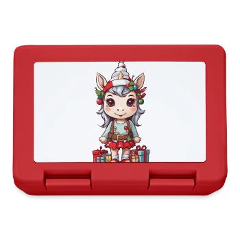 Cute Unicorn Elf at Christmas Winter Magic - Lunchbox - red - Front
