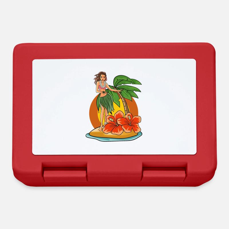 Hawaii Hula Mädchen - Brotdose - Rot