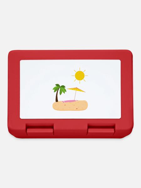 Sommer Strand Sonne Palmen - Brotdose - Rot