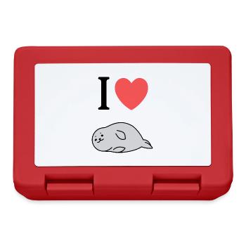 I love Robben / Seehunde / Seals - Brotdose - Rot - Vorne