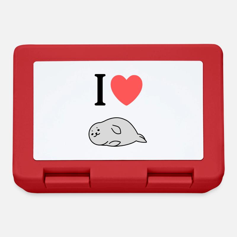 I love Robben / Seehunde / Seals - Brotdose - Rot