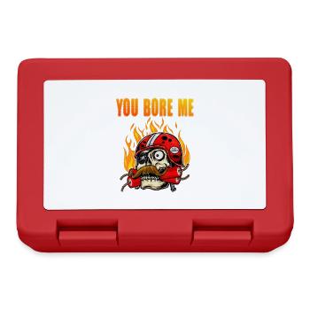 You Bore Me Skull Motorcycle Biker Fun T Shirt - Brotdose - Rot - Vorne