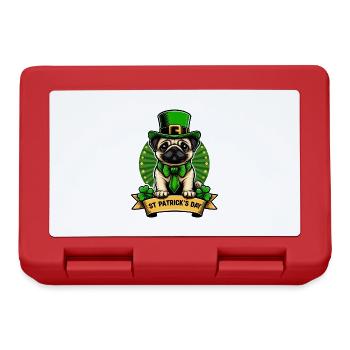 St. Patrick's Day Pug Dog - Lunchbox - red - Front