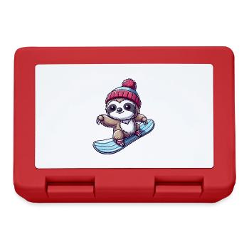 Sloth Snowboarder Winter Winter Sports Holiday - Lunchbox - red - Front