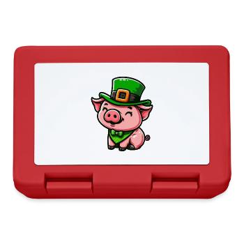Dessin animé mignon de cochon de Saint-Patrick - Boîte à goûter - rouge - Devant