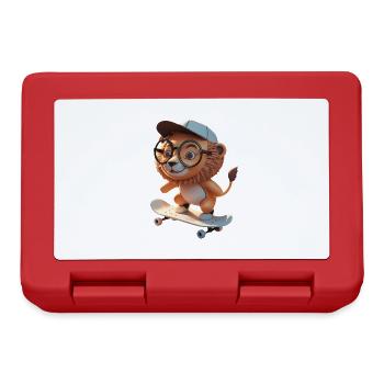 Skater Lion on the Skateboard - Lunchbox - red - Front