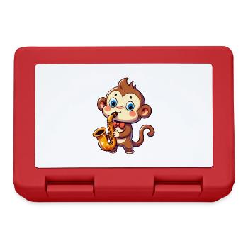 Jazz Monkey Saxophonist Music Chimpanzee - Lunchbox - red - Front