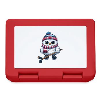 Eule Hockeyspieler Eishockey Cartoon Schneeeule - Brotdose - Rot - Vorne