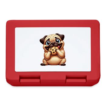 Cute Pug Dog with Cookie Candy Cookie - Lunchbox - red - Front