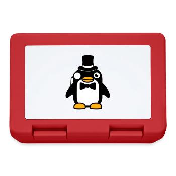Pinguin Gentleman Sir Herr Zylinder Hut Monokel - Brotdose - Rot - Vorne