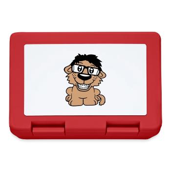 Hund Nerd Hornbrille Geek Zahnspange Schlau Lustig - Brotdose - Rot - Vorne