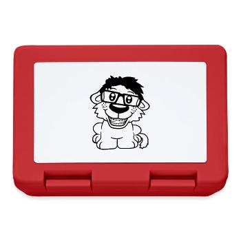 Hund Nerd Hornbrille Geek Zahnspange Schlau Lustig - Brotdose - Rot - Vorne