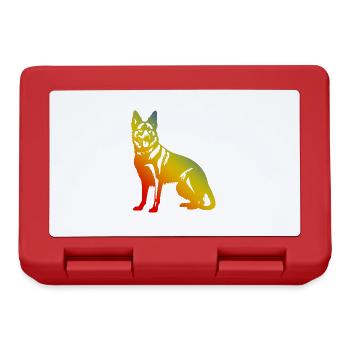 German Shepherd Hund Bunt - Brotdose - Rot - Vorne
