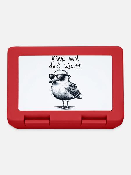 Kiek mol dat Watt Wattwanderer Möwe Spruch - Brotdose - Rot