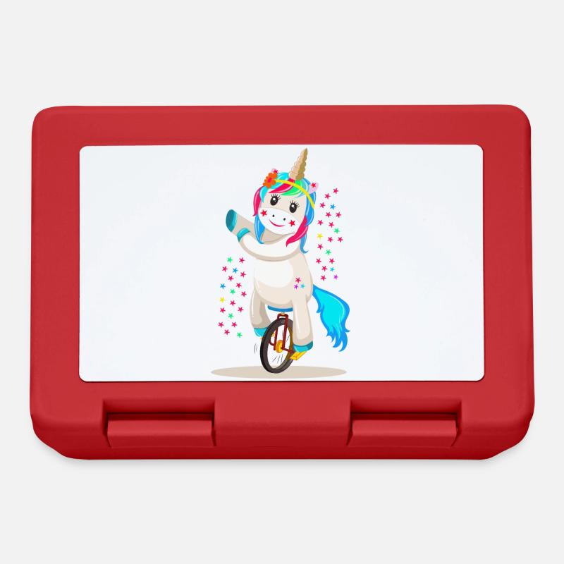 Licorne Unicorn sur un monocycle - Boîte à goûter - rouge