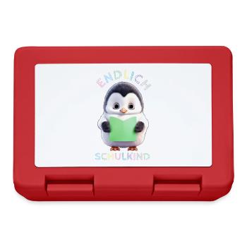 Cute Penguin with Green Book Finally Schoolchild - Lunchbox - red - Front