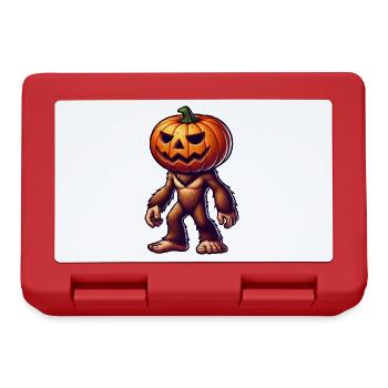 Halloween Bigfoot Sasquatch Pumpkin Head Comic - Lunchbox - red - Front