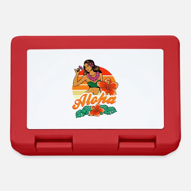 Hula Mädchen Aloha - Brotdose - Rot