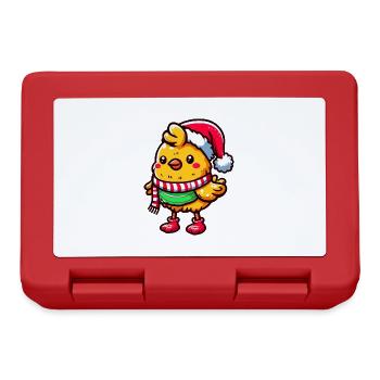 Poussins d’hiver : poulet mignon dans le plaisir festif de Noël - Boîte à goûter - rouge - Devant