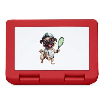 Chien, Carlin, Tennis, Joueur De Tennis - Boîte à goûter - rouge - Devant