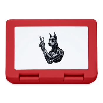 Doberman Robot Cyborg signe de paix - Boîte à goûter - rouge - Devant
