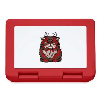 Satanic Cat Cats Little Devil Satan Halloween - Lunchbox - red - Front