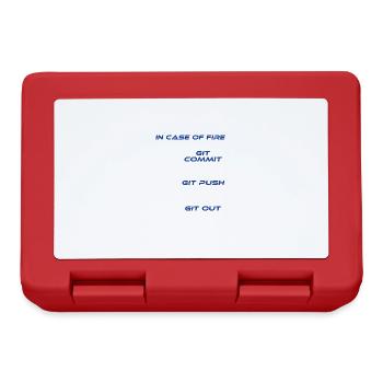 "In Case Of Fire Git Commit Git Push Git Out" - Lunchbox - red - Front