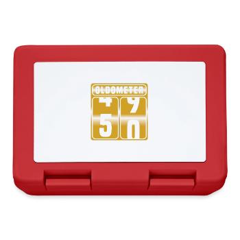Gold Birthday Tee "Oldometer 50" For Anyone Who's - Brotdose - Rot - Vorne