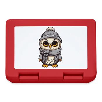 Hibou hiver confortable bande dessinée bonnet - Boîte à goûter - rouge - Devant