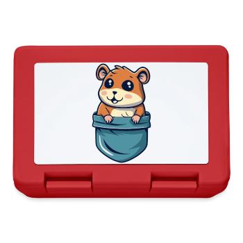 Hamster dans la Poche Cadeau Mignon et Rigolo - Boîte à goûter - rouge - Devant